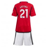 Billiga Manchester United Antony #21 Barnkläder Hemma fotbollskläder till baby 2023-24 Kortärmad (+ Korta byxor)